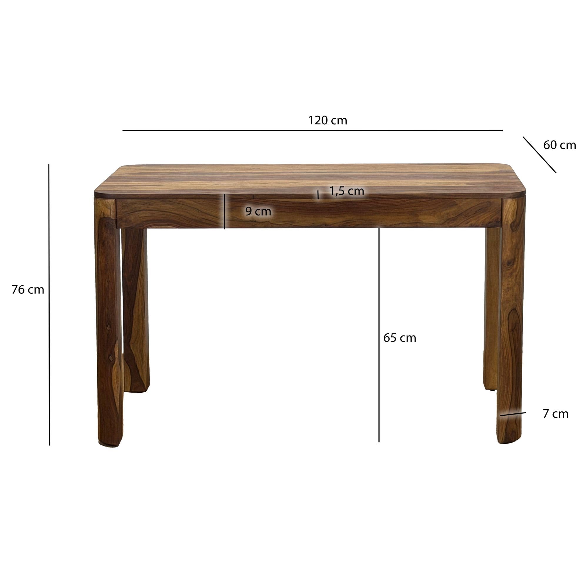 FineBuy Stół do Jadalni 120x60x76 cm Lite Drewno Sheesham dla 6 Osób