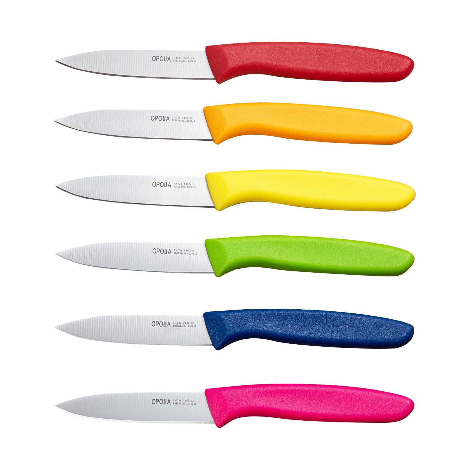OPOLIA Paring Knife Fruit Knife Set (Pack of 6), Stainless Steel, Extra Sharp Blades, Sturdy Plastic Handle, Knife for Cutting Fruit and Vegetables. — image 1