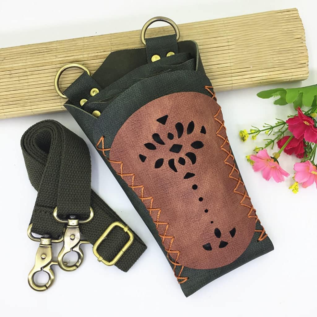 Salon Tools Holster Bag, PU Leather Hair Scissor Holster Portable Barber Waist Bag Barber Scissors Pouch with Waist Shoulder Belt Hairdressing Pouch(B)