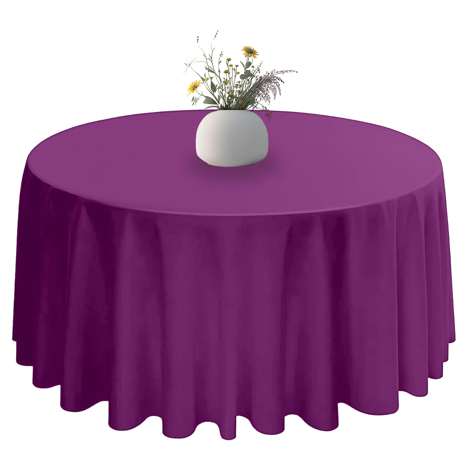 Elegant Event Essentials - 70" Polyester Round Table Plain Cloth/Cover – For Home Décor, Wedding, Parties, Dining Table, Cafe Restaurant & Banquet - Wrinkle-Free - Washable - Purple