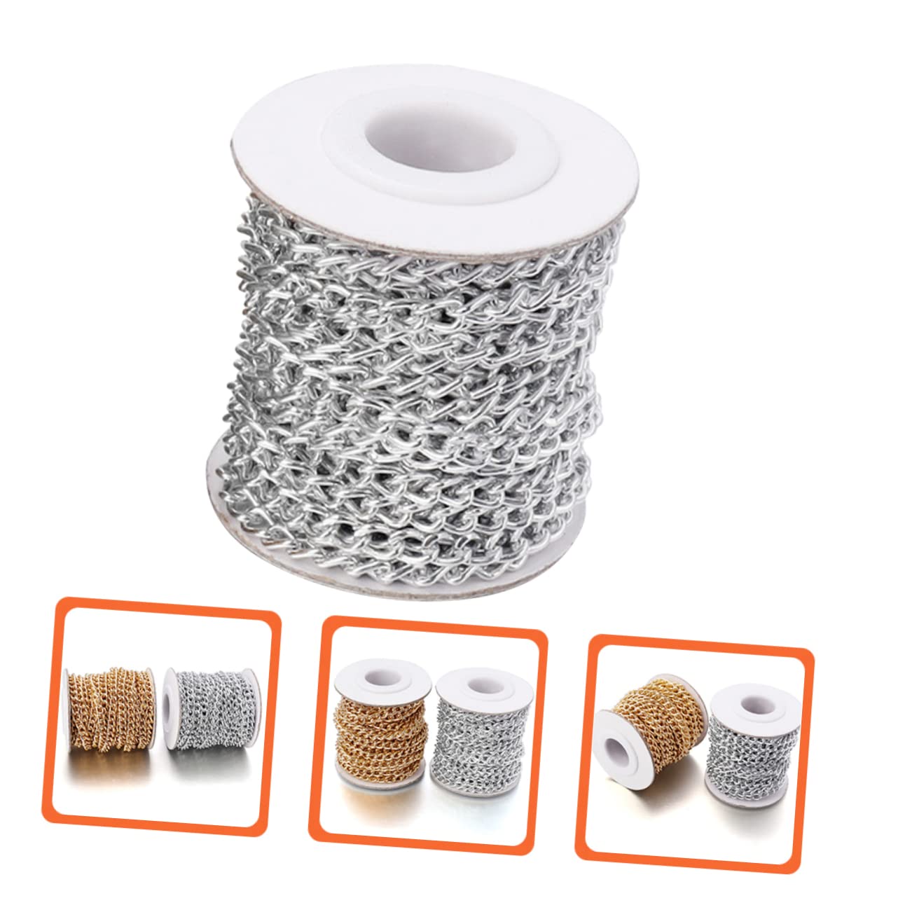NUOBESTY 5rotoli Catena Artigianale Alluminio per Borse e Accessori Leggera e Non Sbiadente per Fai da Te e Creazioni Moda