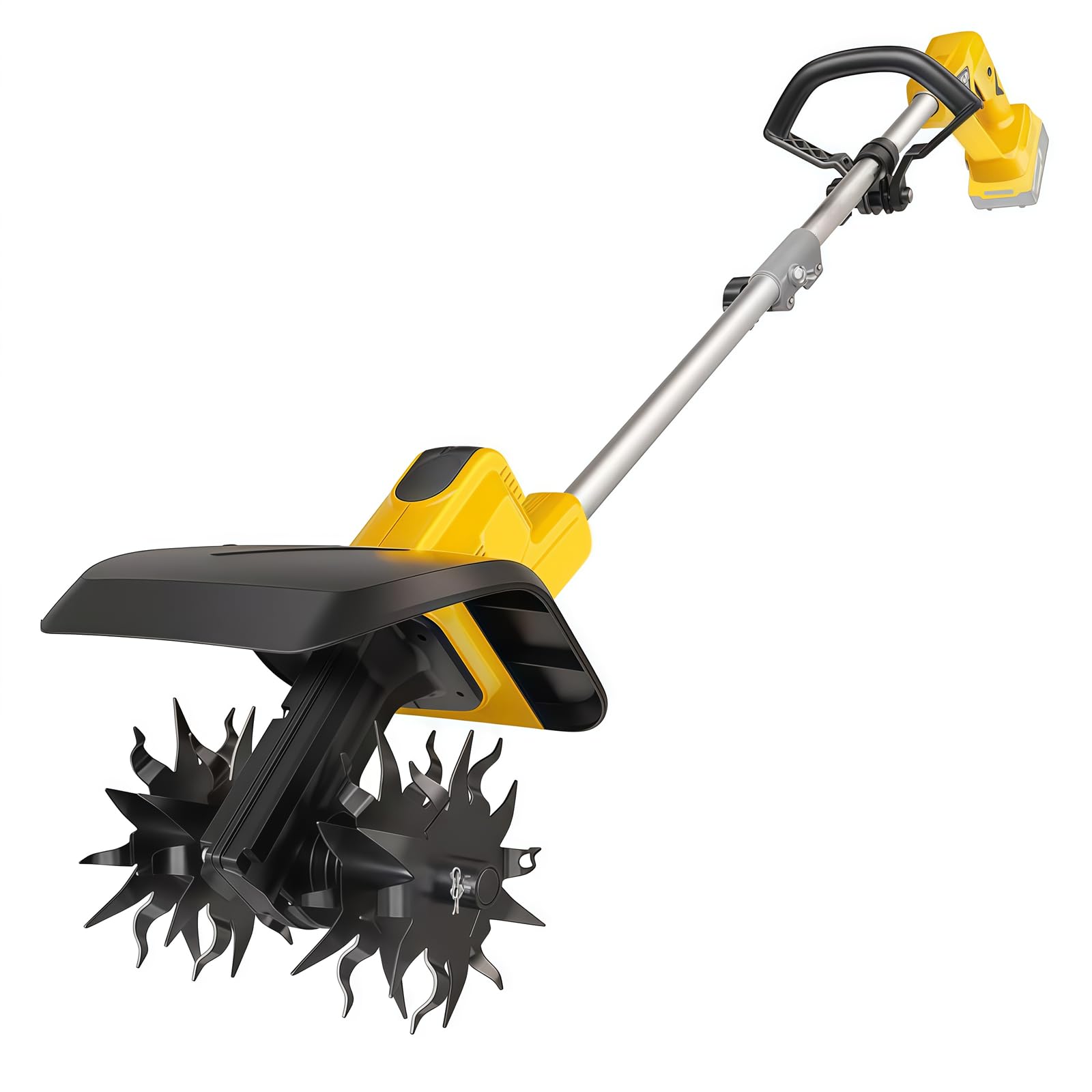Cultivador inalámbrico compatible con batería de 20 V (solo herramienta), cultivador eléctrico de jardín con 360 RPM, ancho de labranza de 9 pulgadas y 6.6 pulgadas de profundidad para cultivo de