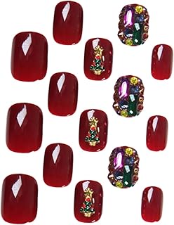 BESTOYARD 24Pcs Adesivos De Unhas De Natal Unhas Postiças Festa De Natal Unhas Postiças Manicure De Natal Meninas Unhas Postiças Natal Unhas Falsas Natal Meninas Unhas Postiças Natal Unhas