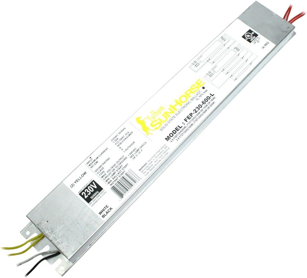 Fulham Lighting FEP-230-600-L SunHorse UV Lighting Ballast, 230V, White