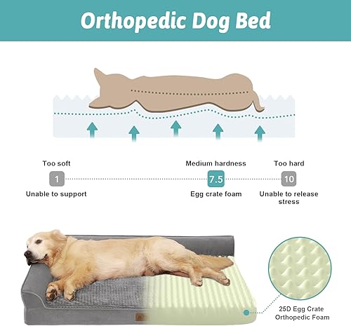 Miniatura 2 de Camas ortopédicas para perros de tamaño mediano, sofá para mascotas para perros pequeños, sofá de espuma de apoyo con funda de forro impermeable,