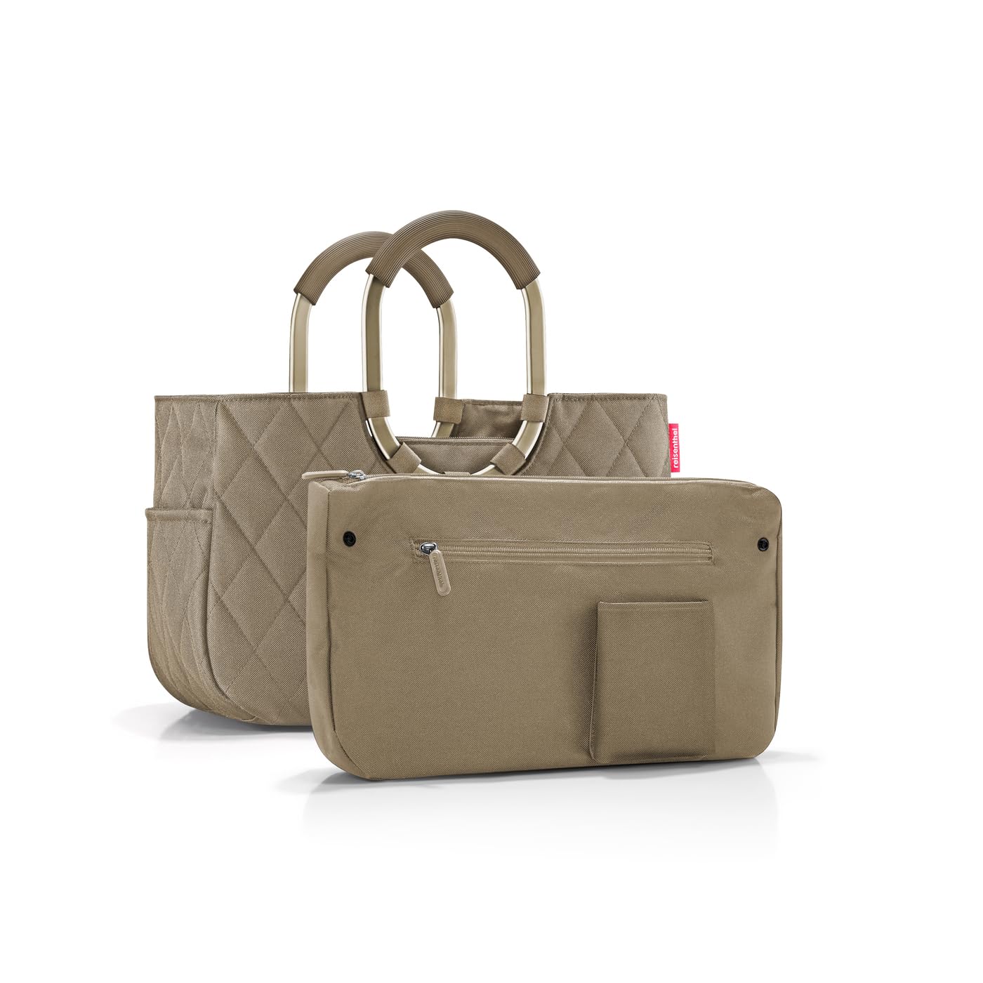 reisenthel loopshopper M – stabilna torba z praktycznymi przegródkami z butelek PET pochodzących z recyklingu – elegancja podczas zakupów, wiele funkcji w zestawie!, Ramowy romb, oliwkowy, m, sport