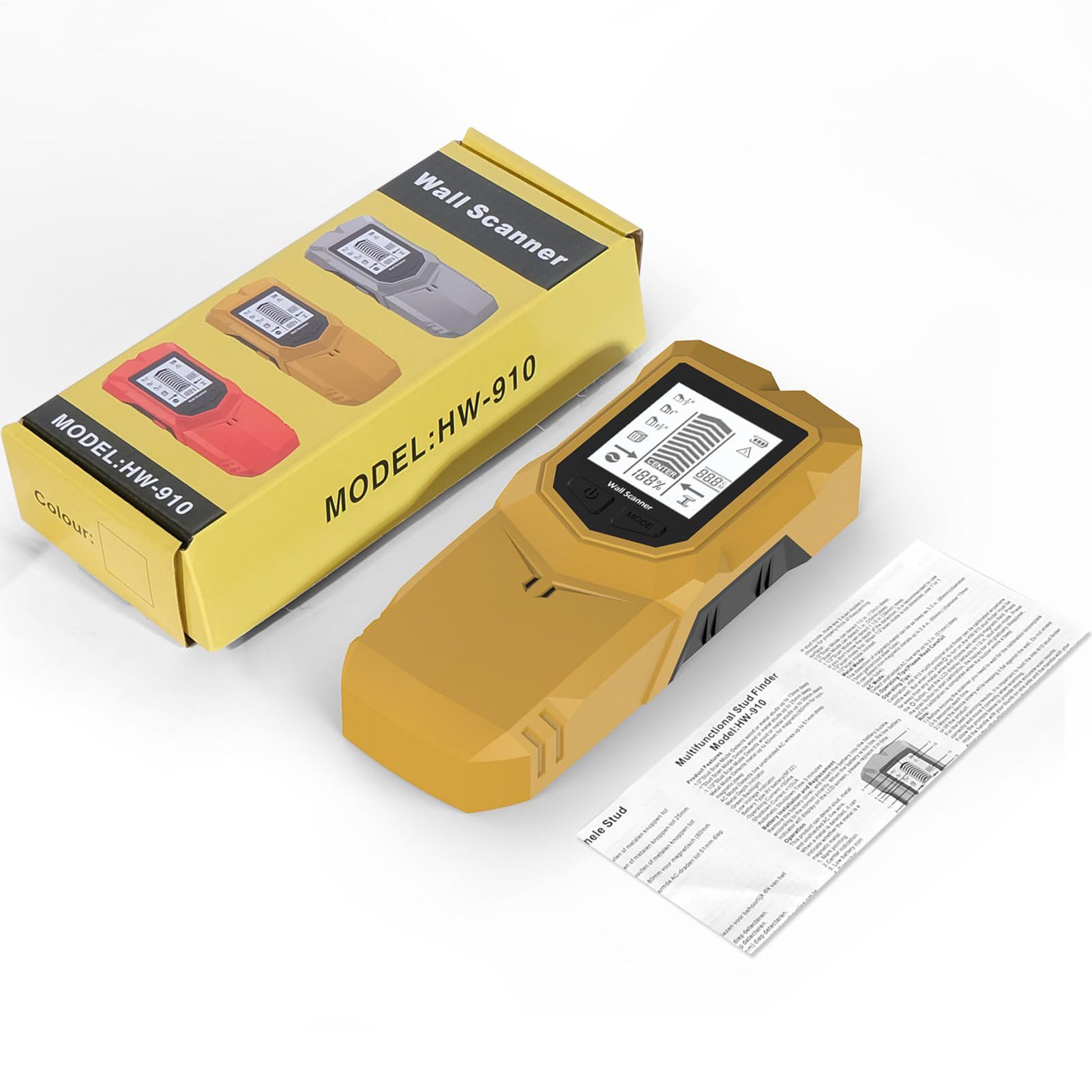 Détecteur de montants – Écran LCD bip niveleur, détecteur de bois en métal, localisateur de reconnaissance de profondeur | Outils de réparation électrique pour la construction de carreaux de cloison