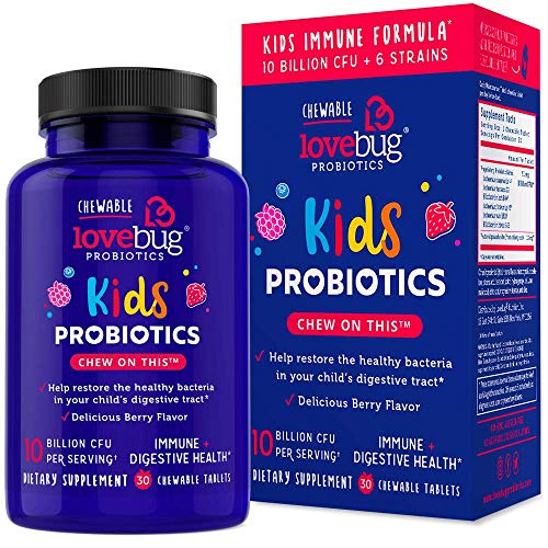LoveBug Probiotics Kids Probiotic Chewable - Immune Support + Digestive Probiotic Supplement