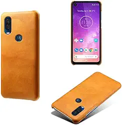 Capa para MOTO ONE Vision,Proteção contra quedas,Casca de volta de cor sólida simples,Design de couro de imitação de plástico-Orange