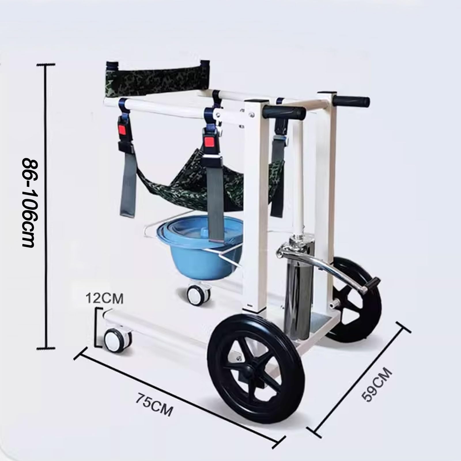 Silla de Traslado for Personas Mayores, Silla de Ruedas for Pacientes Multifunción, Silla de Ruedas Elevadora de Enfermería, Carga Máxima: 150 Kg/330 Libras