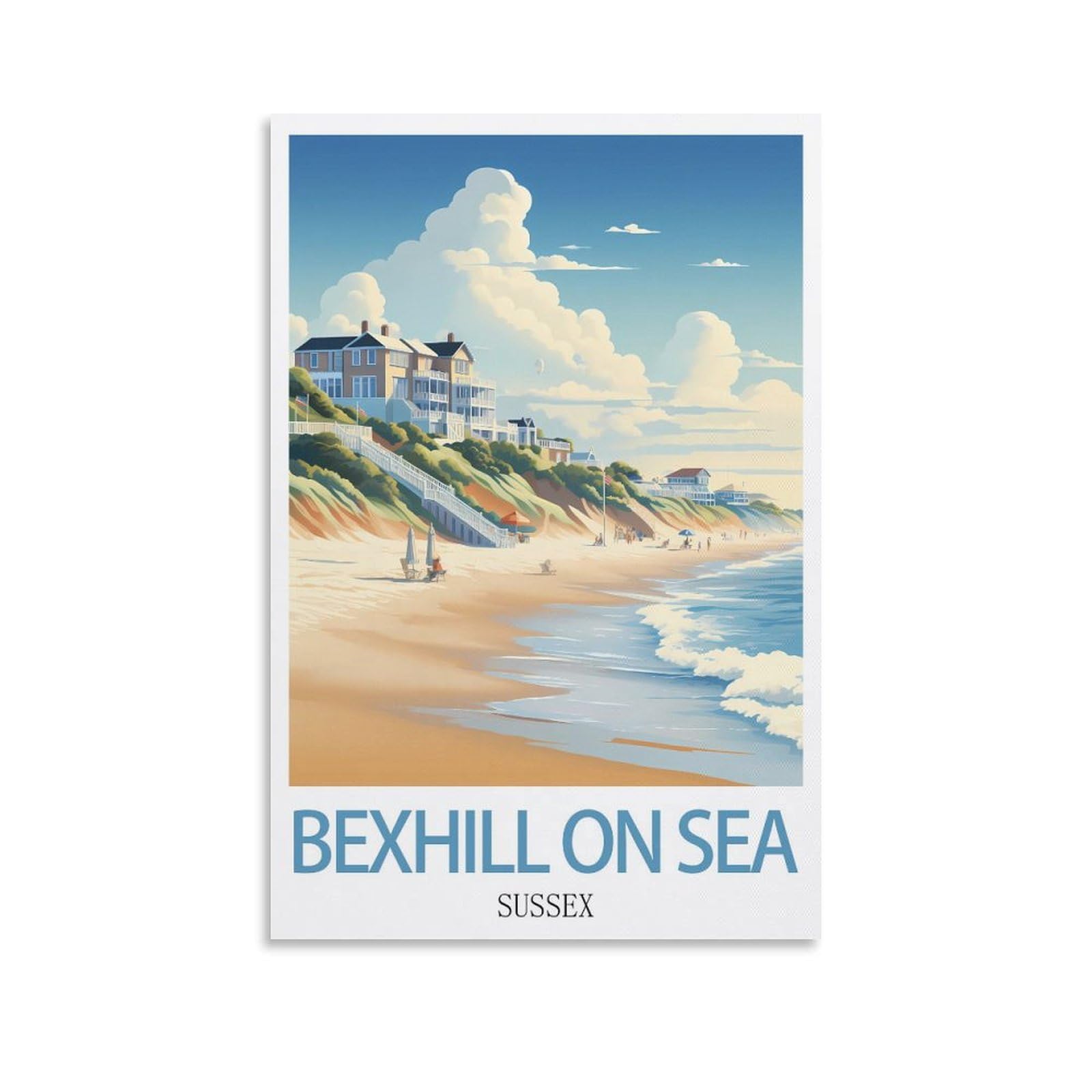 Vintage Metal Tin Sign for Cafe Bexhill-on-sea Sussex Vintage Signs Home Kitchen Rustic Travel Metal Signs Wall Art Decor 15x30cm