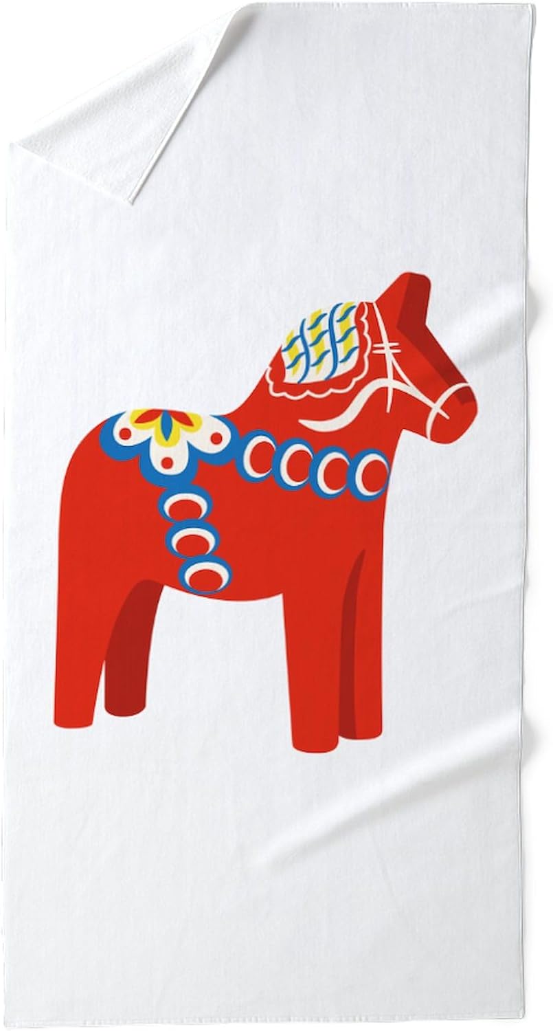 CafePress Swedish Dala Horse 30"x60" Absorbent Cotton Back, Soft Beach, Pool Towel