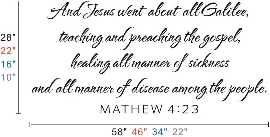 Bible Verse Wall Decal Matthew 4:23 Christian Quotes Removable Vinyl Art Scripture Wall Stickers