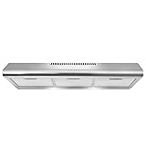 COSMO COS-5MU36 Under Cabinet Range Hood Ductless Convertible Duct, Slim Kitchen Stove Vent with, 3 Speed Exhaust Fan, Reusable Filter and LED Lights in Stainless Steel (36 inch) Range Hood 36 inch