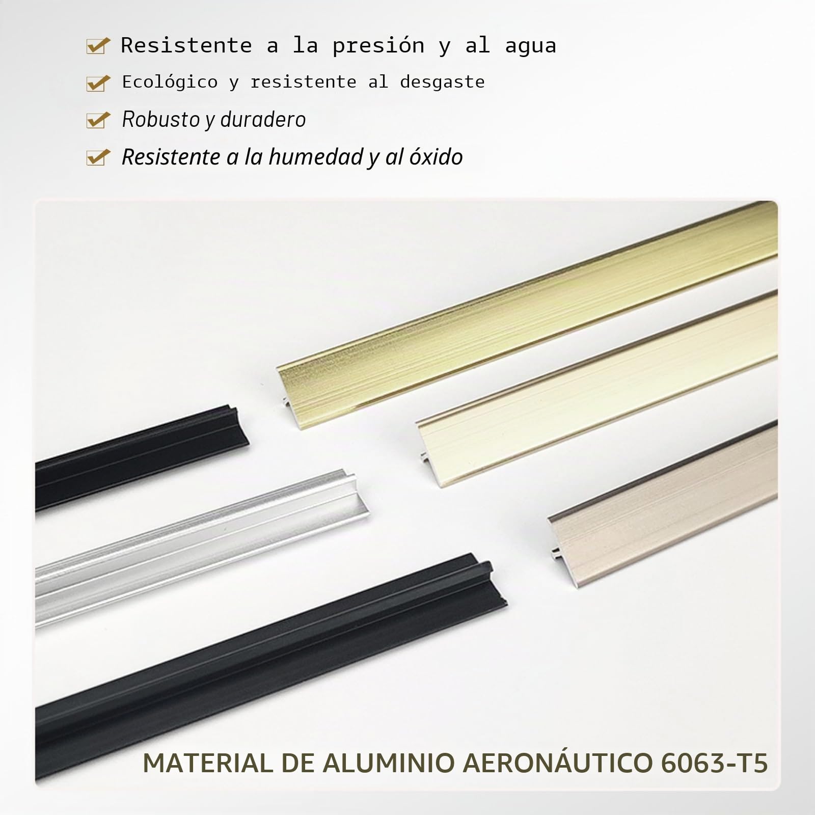 3 Piezas De Tira De Transición Para Piso De Madera, Perfil En T De 90cm, Ángulo Ajustable, Kit De Moldura Para Borde De Puertas Y Suelos, Fácil Instalación, Perfil De Aluminio(Gold,Breite 6mm)