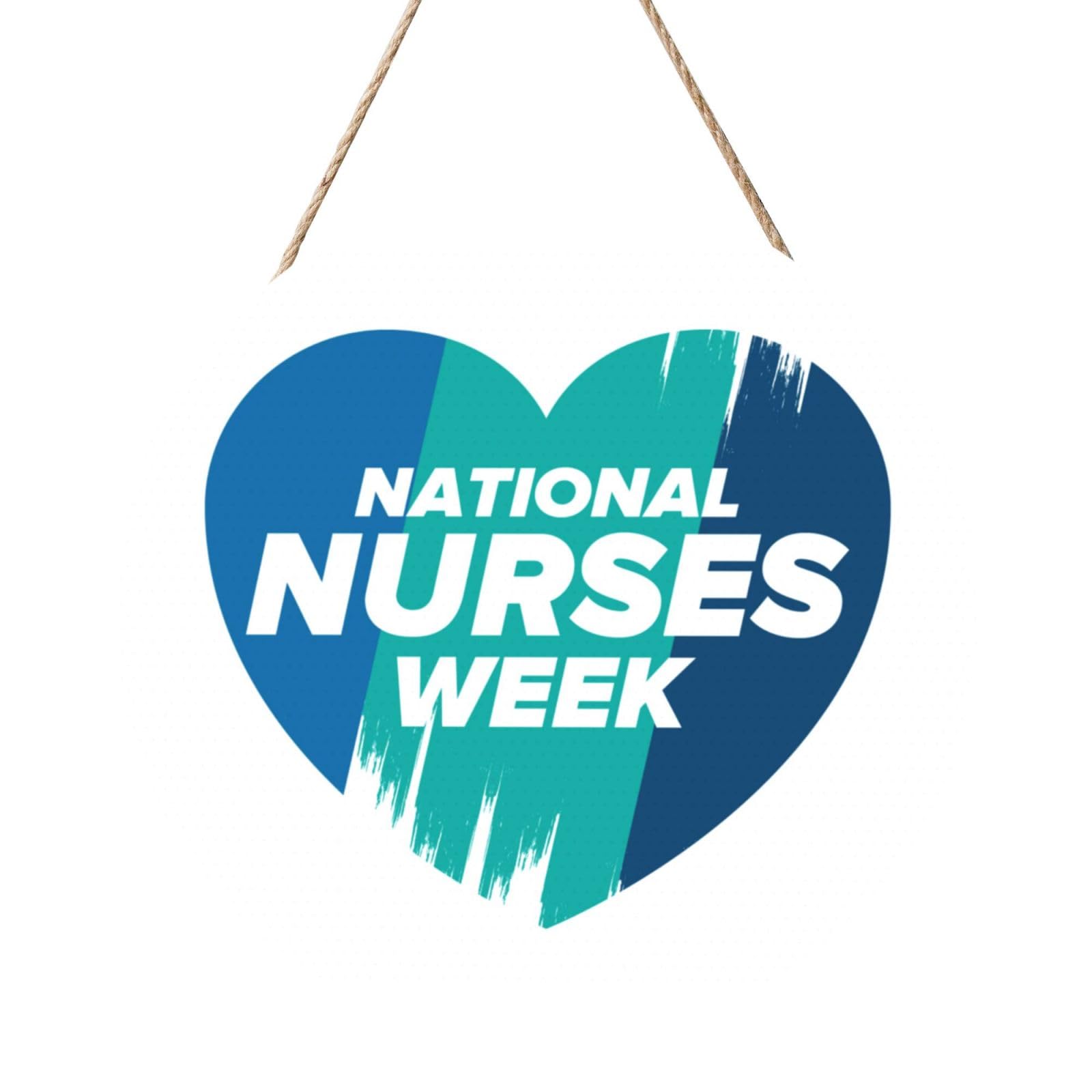 Happy Nurse Appreciation Week Door Signs Plaques Wood Welcome Sign For Front Door Wall Hanging For Home Farmhouse Office Classroom Party Decoration