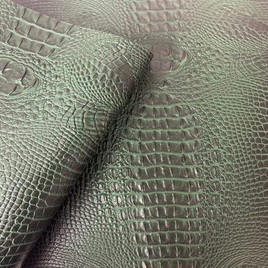 Hunter Green Amazon 3D Embossed Gator Faux Leather Vinyl Fabric - Sold by The Yard - 56"