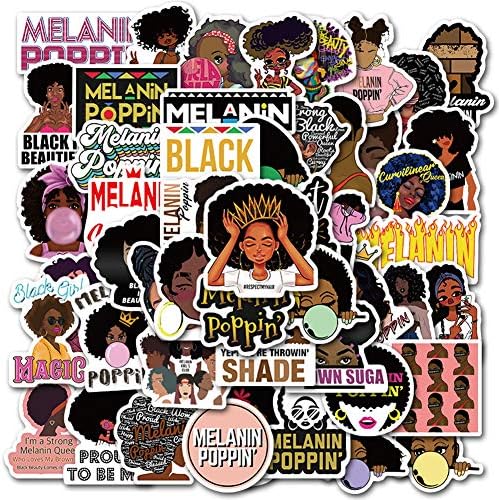 Melanin Poppin Stickers for Water Bottle,50PCS Struggle Stickers for Laptop and Water Bottles,Waterproof Durable Trendy Vinyl