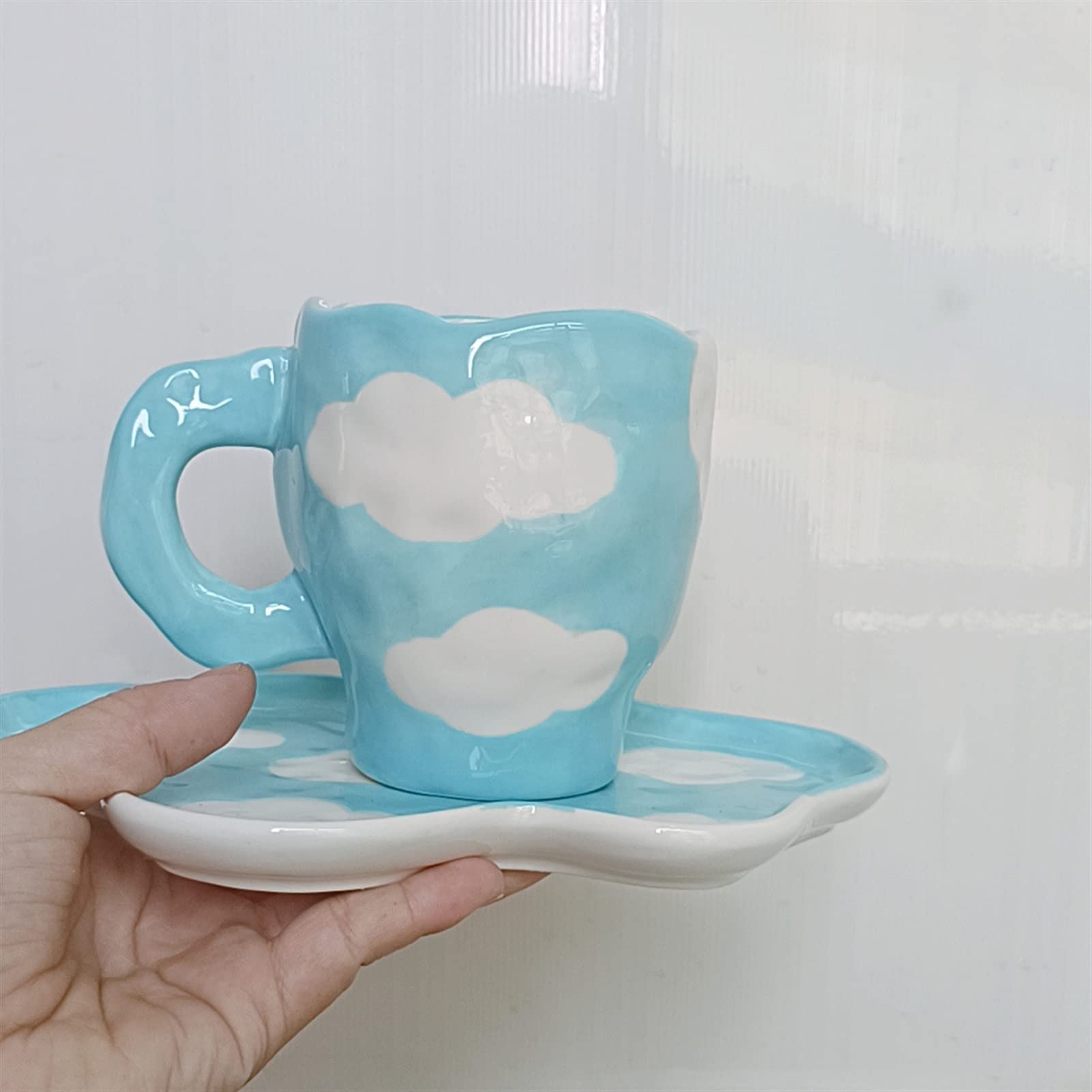 Becher Becher Keramik Tragbare Tasse Familie Nachmittag Tee Kaffeetasse Frühstück Milch Tasse Handbemaltes Muster Geeignet für Büro Schule Kaffeetasse
