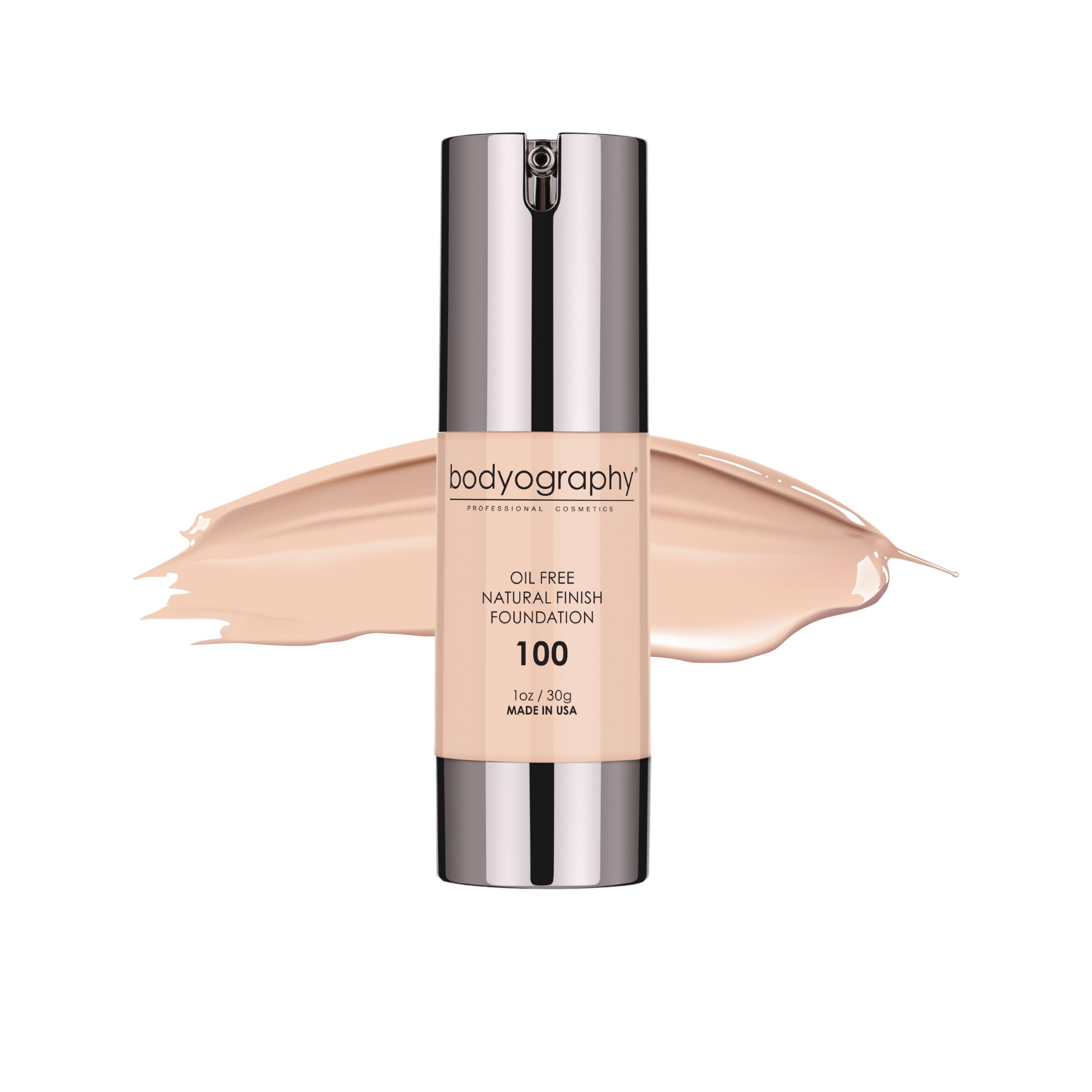 Bodyography Natural Finish Foundation (Light/Neutral #100) | Oil-Free, Anti-Aging Salon Foundation with Vitamin E & C | Photo-Ready, Skin-Perfecting Coverage | Vegan, Gluten-Free, Paraben-Free