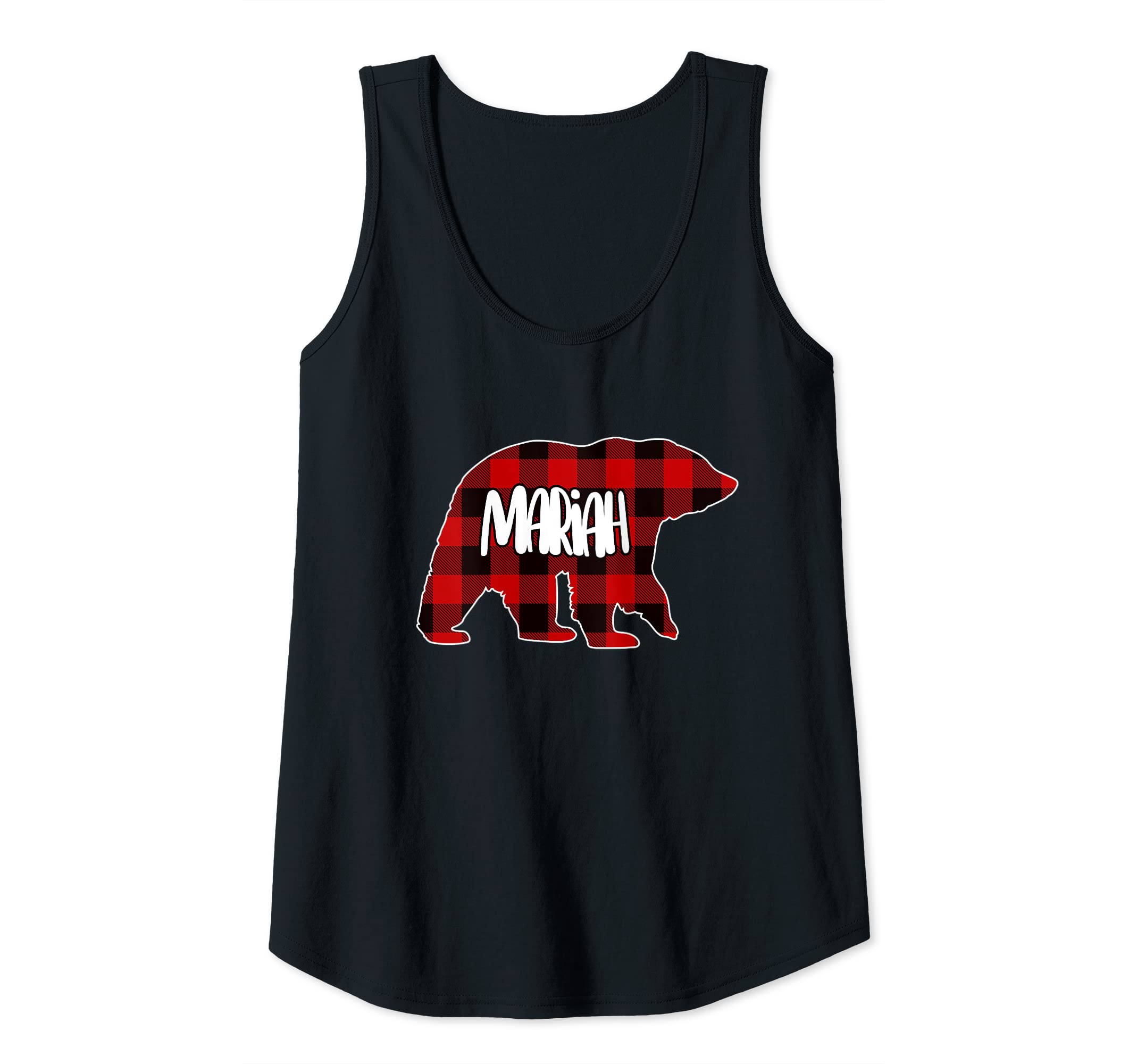 Womens Mariah Bear Custom Red Buffalo Plaid Christmas Pajama Tank Top