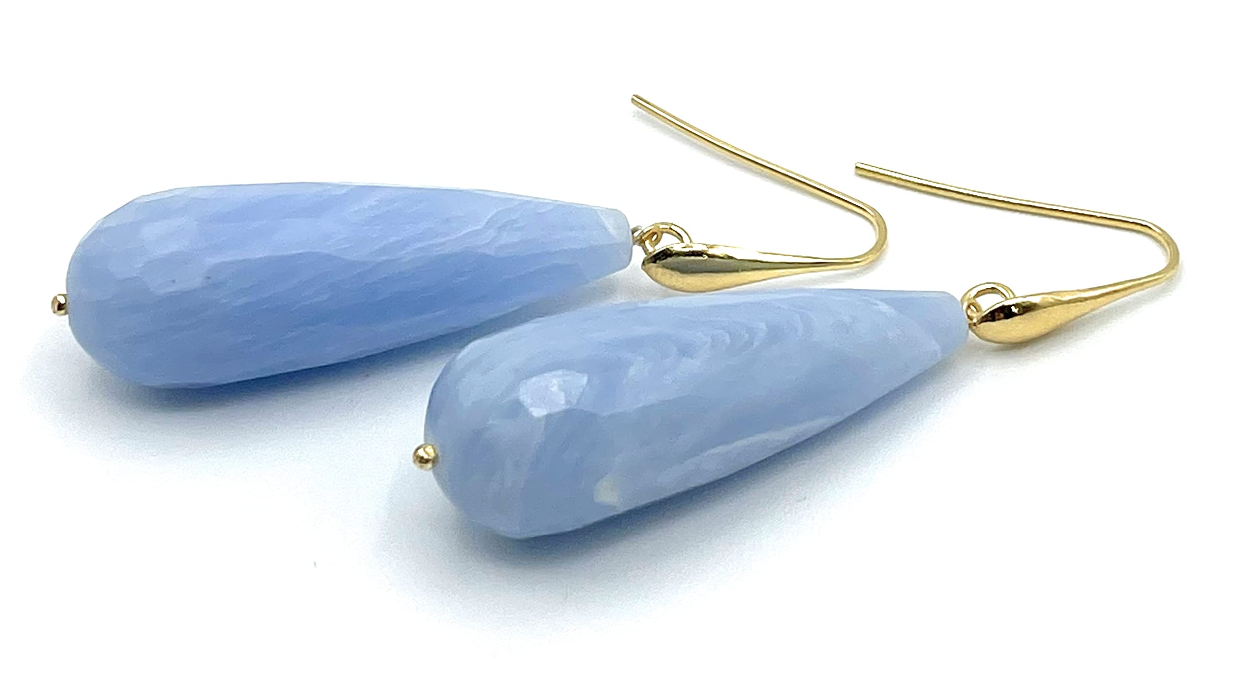 Pendientes de Plata 925 Dorada 24 K y Lagrimas Azules, Joyas Artesanales, Regalo para Mujeres