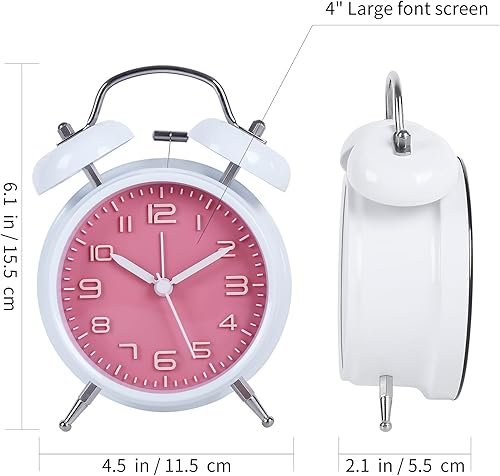Miniatura 3 de pxy Reloj despertador ruidoso para personas que duermen pesadas, esfera 3D, funciona con pilas (batería incluida), reloj despertador analógico súper