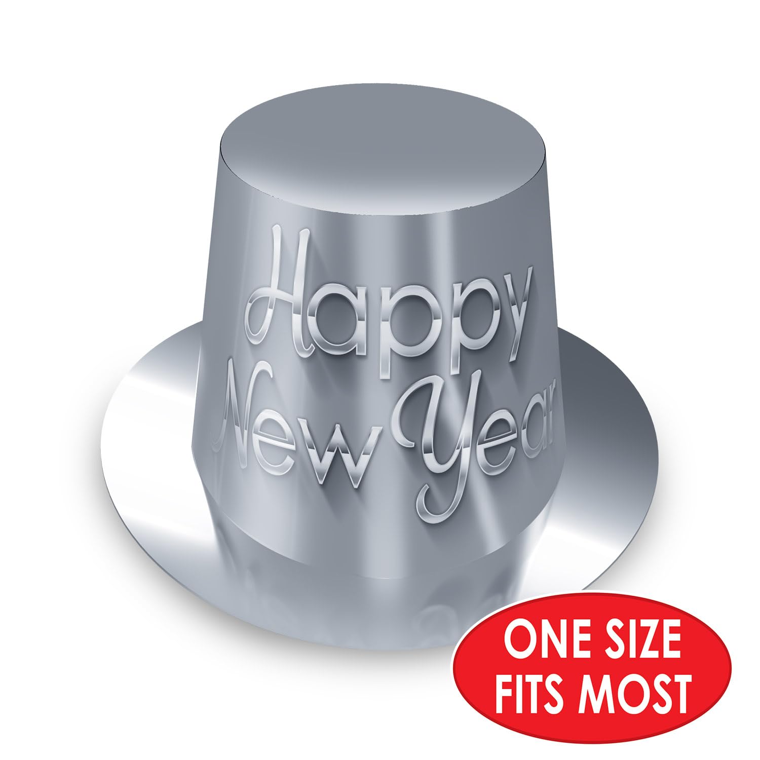 Beistle 12 Stück silberne Papierhüte Happy New Year, NYE Partyzubehör für Fotoautomaten-Requisiten