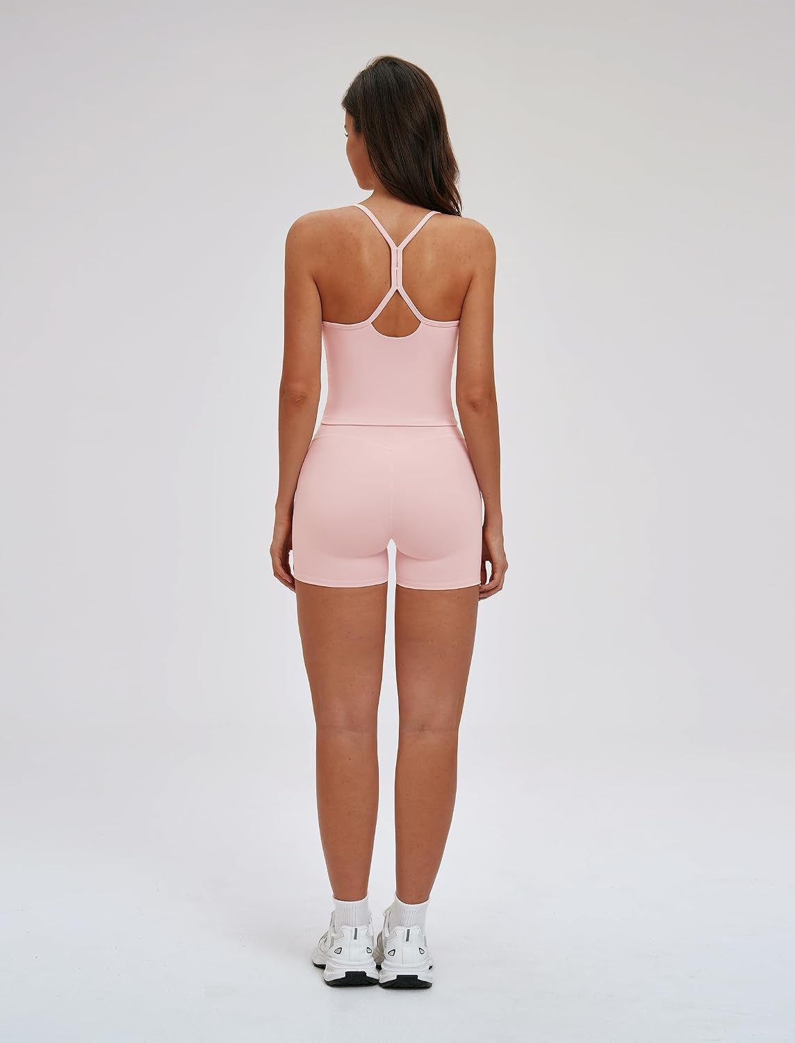 Women 2 Piece Workout Sets Racerback Y Back Tank Tops and High Waist Tummy Control Shorts Yoga Active Outfits