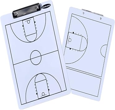 Basketball Clipboard Dry Erase Coaching Board Double-Sided Coaches Whiteboard 13x9 Inches, White