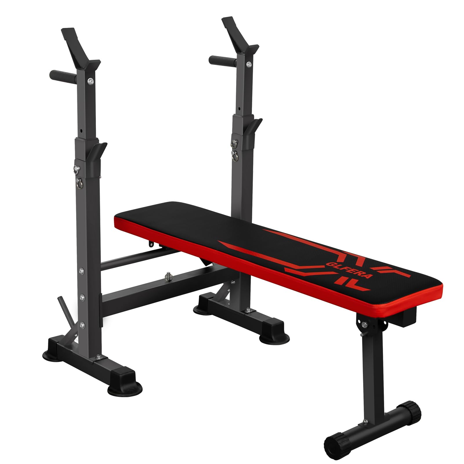 Adjustable Weight Bench with Squat Rack, Bench Press Strength Training  Bench with Dip Station, Folding Multifunctional Workout Bench for Home Gym