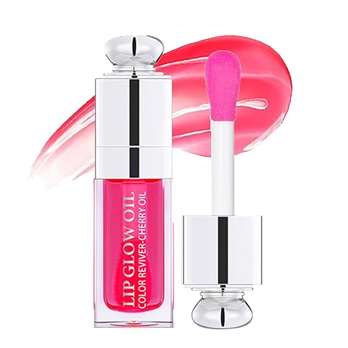 Aceite de labios voluminoso de cereza, aceite de labios tintado, cuidado de labios hidratante, aceite de labios transparente, bálsamo labial