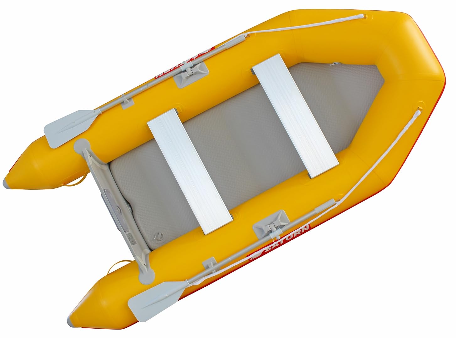 9.6' Saturn CB290 Budget Inflatable Boat. Yellow Color. Inflatable Motor Boat for Pleasure or Fishing. Inflatable Raft. Tender for Yacht. Portable Inflatable Motor Boat.