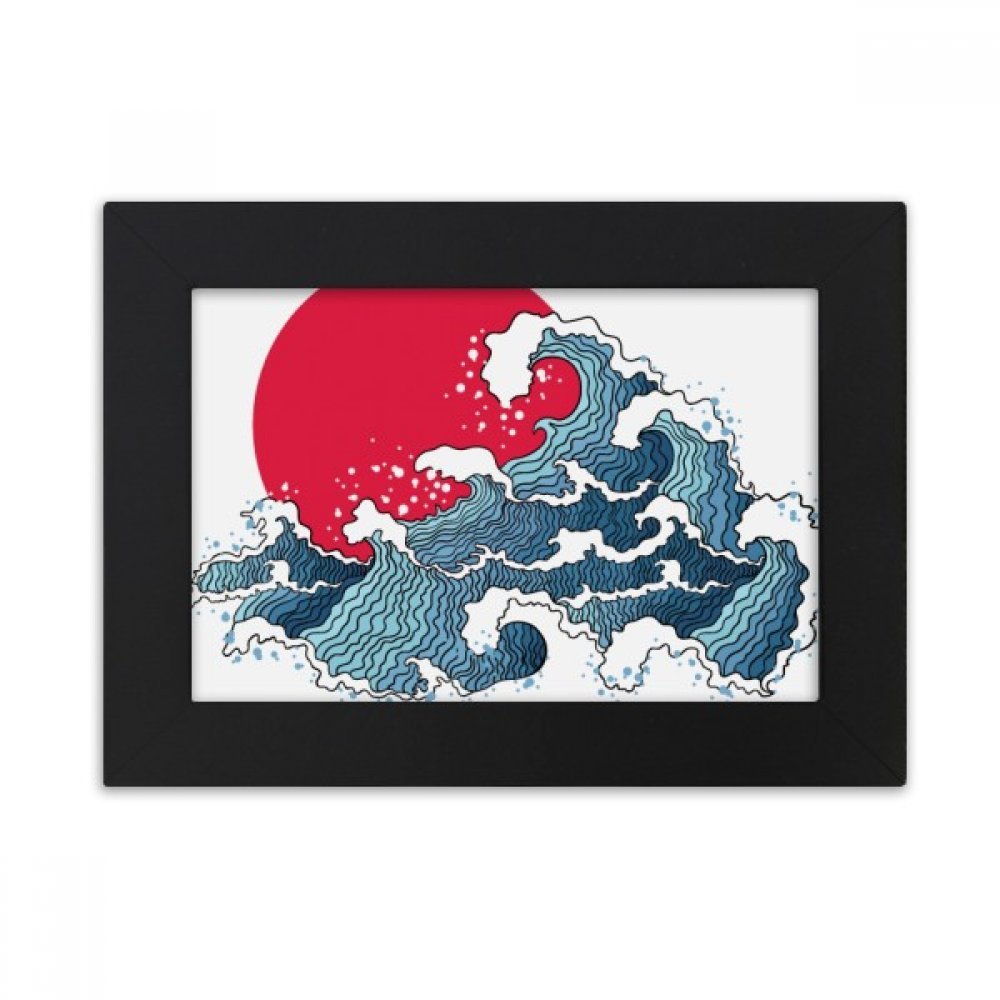 Cadre photo noir 5X7 pouces avec peinture aquarelle mer pour protection et pose sur meuble