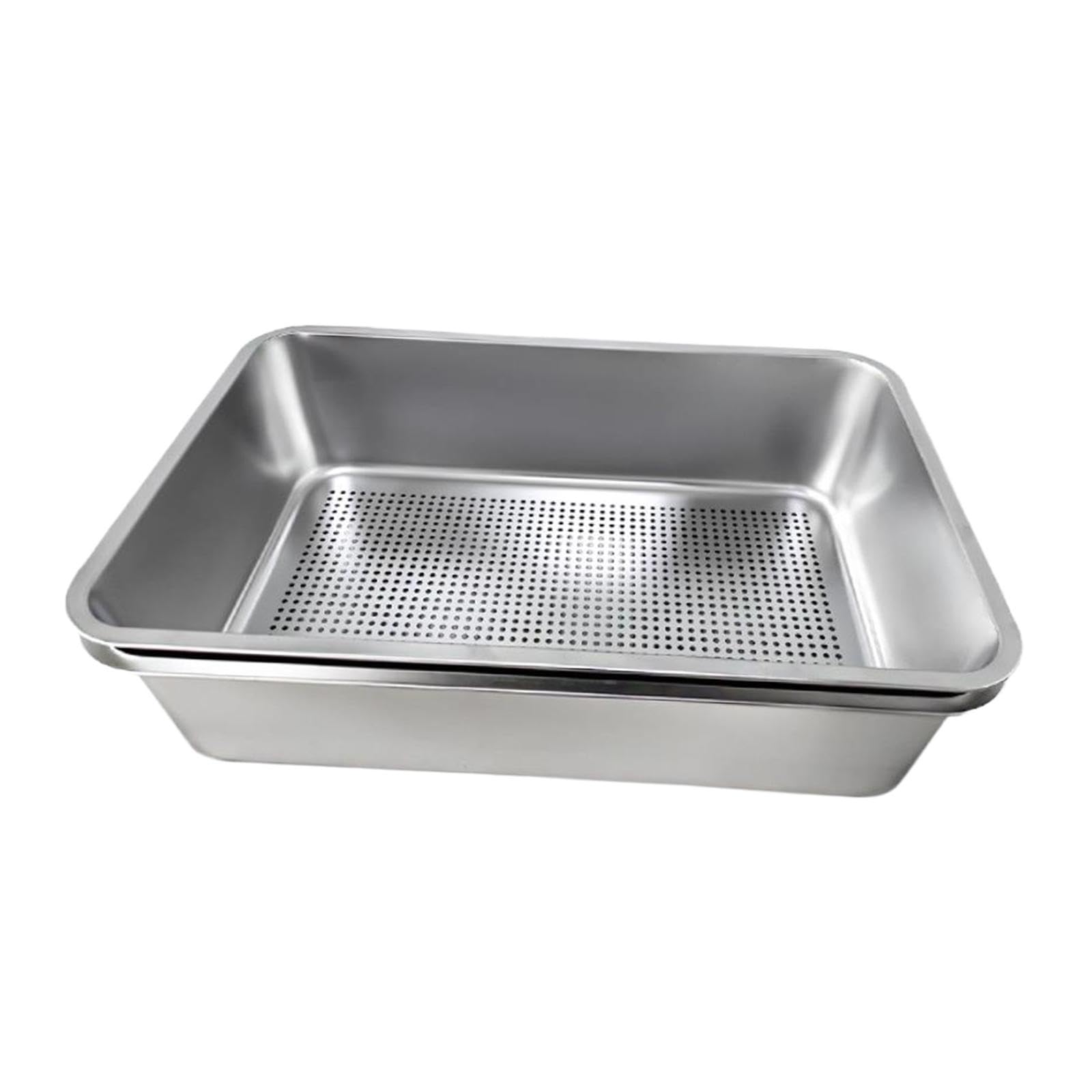 Cat Litter Box with Stainless Steel Detachable Large Capacity Splashproof Sand Basin Metal Kitty Litter Pan Cat Toilet