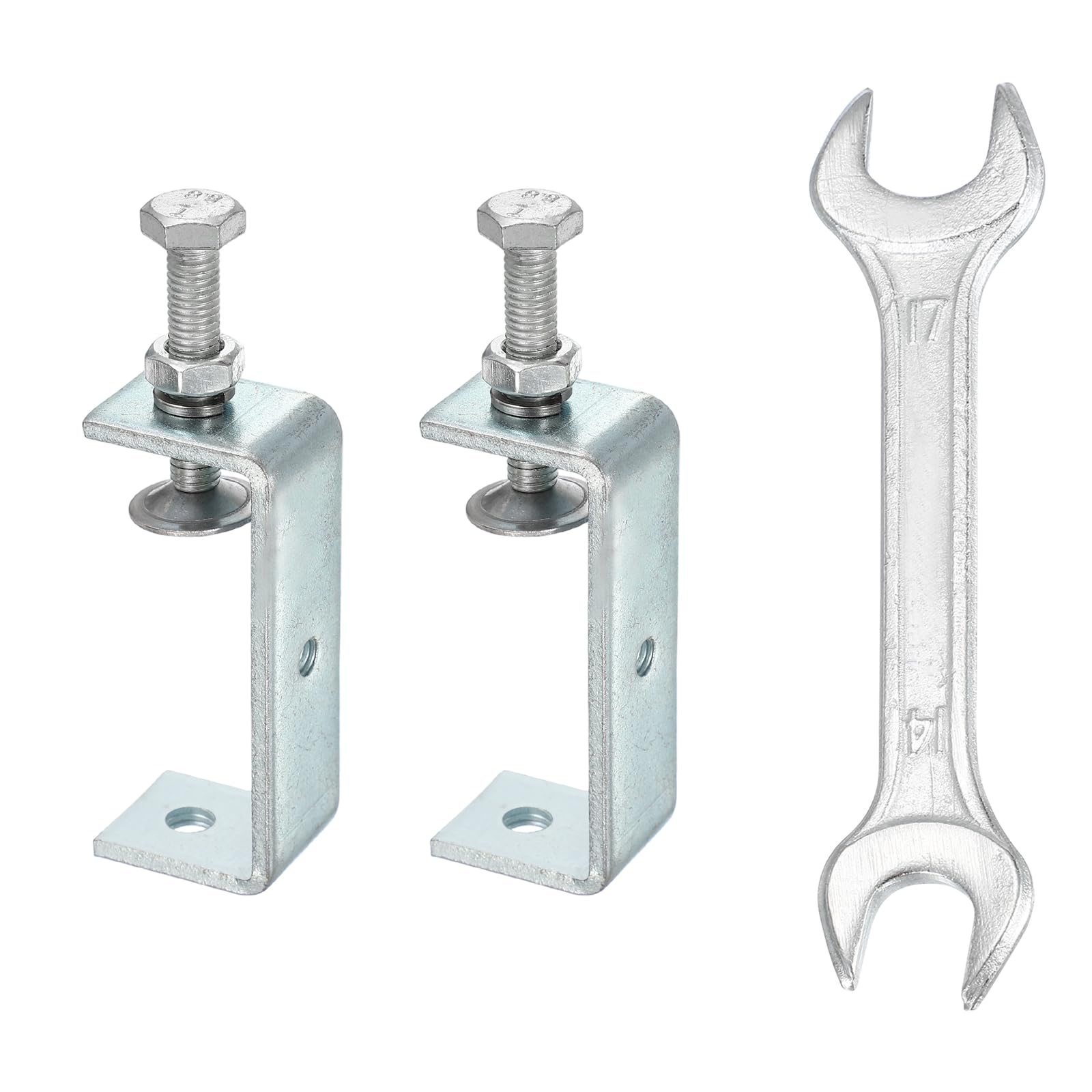sourcing map 2PCS Carbon Steel C Clamps Mini 3-1/4" (85mm) Wide Jaw Opening Small Galvanized U Clamp for Woodworking Welding Building Household Mounting