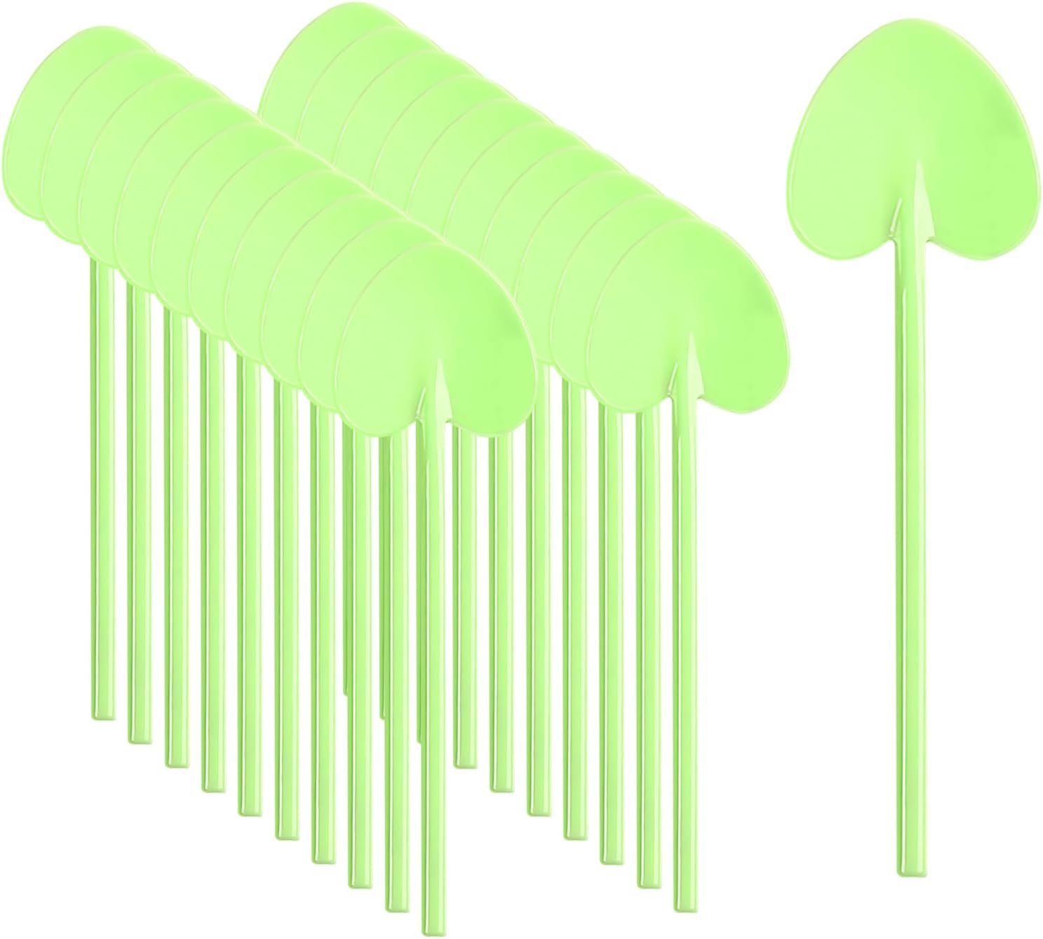 VEIREN 100 Pieces Disposable Plastic Spoons Mini Love Heart Shape Individually Wrapped Sampling Tasting Serving Dessert Spoon for Cake Ice Cream Jelly Pudding Yogurt Home Birthday Party Favor, Green