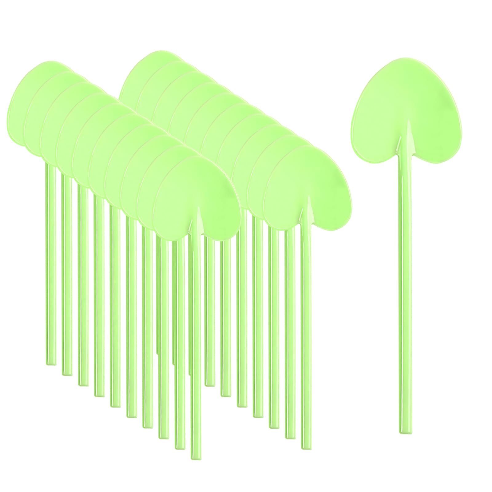 VEIREN 100 Pieces Disposable Plastic Spoons Mini Love Heart Shape Individually Wrapped Sampling Tasting Serving Dessert Spoon for Cake Ice Cream Jelly Pudding Yogurt Home Birthday Party Favor, Green
