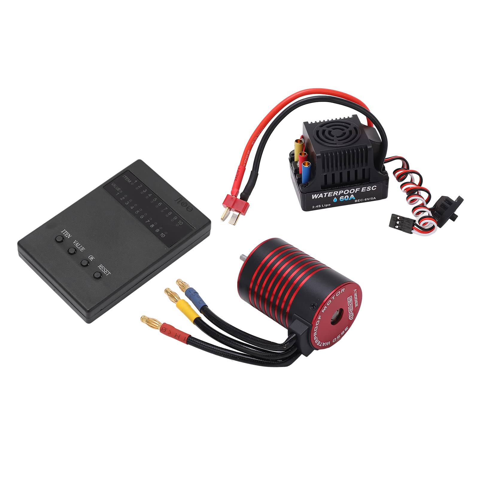 Kit ESC Motore Brushless 3650 Ad Alta Torsione con Scheda di Programmazione 60A Impermeabile per Appassionati di Auto RC (2300KV)