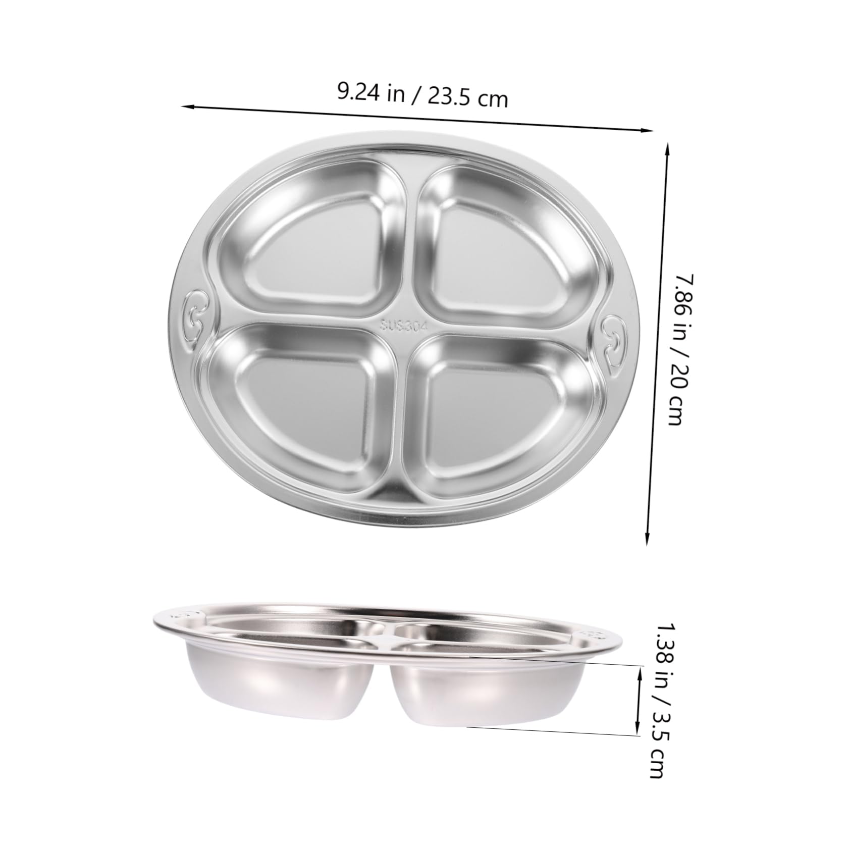 VOSAREA Stainless Steel Divided Plates with Cartoon Designs Compartments for Balanced Meals Food Tray for Home Kindergarten and Camping Portion Control
