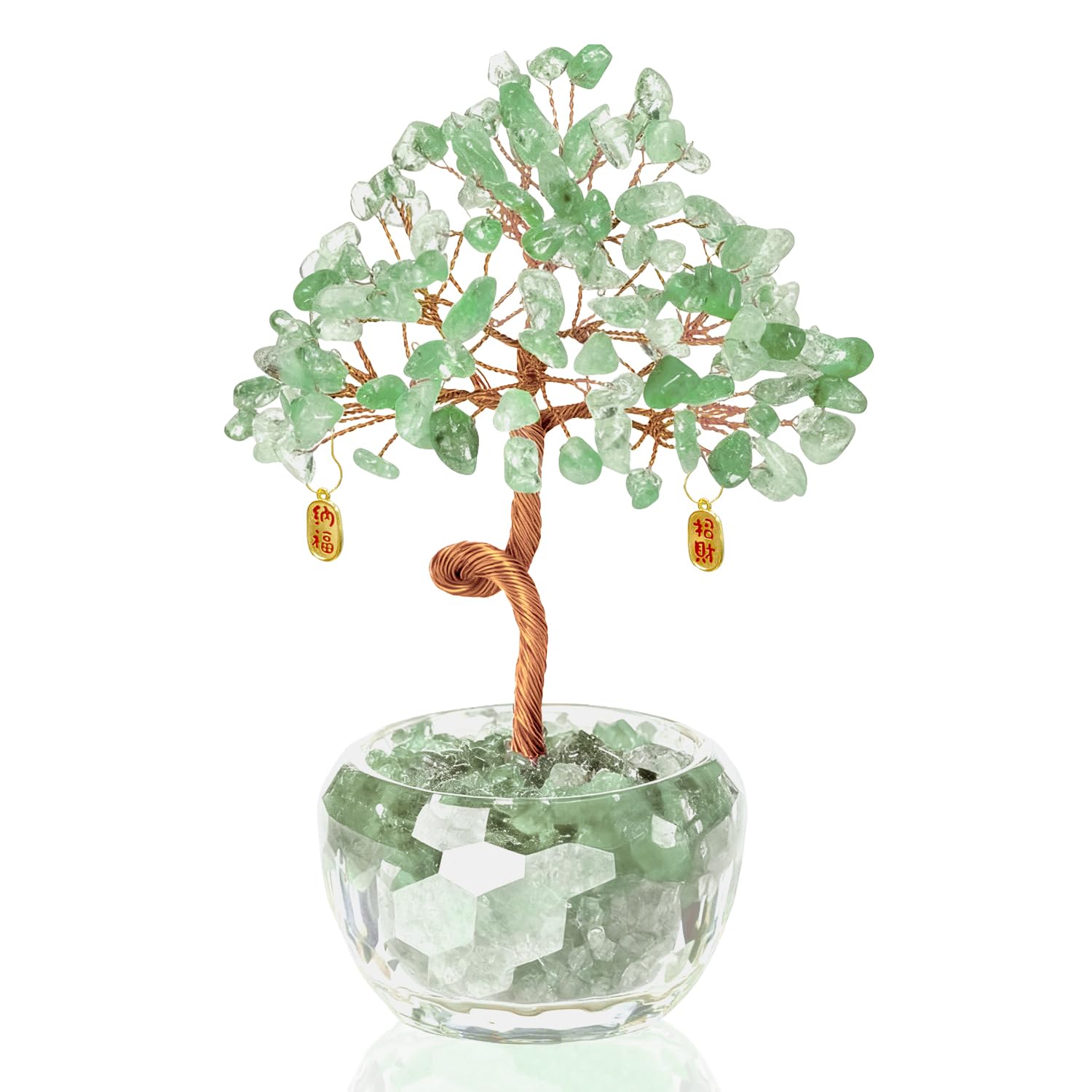 VLYX Handmade Rose Quartz Crystal Tree of Life - Colorful Gemstone Money Tree Office Decor, Positive Energy Gift For Women