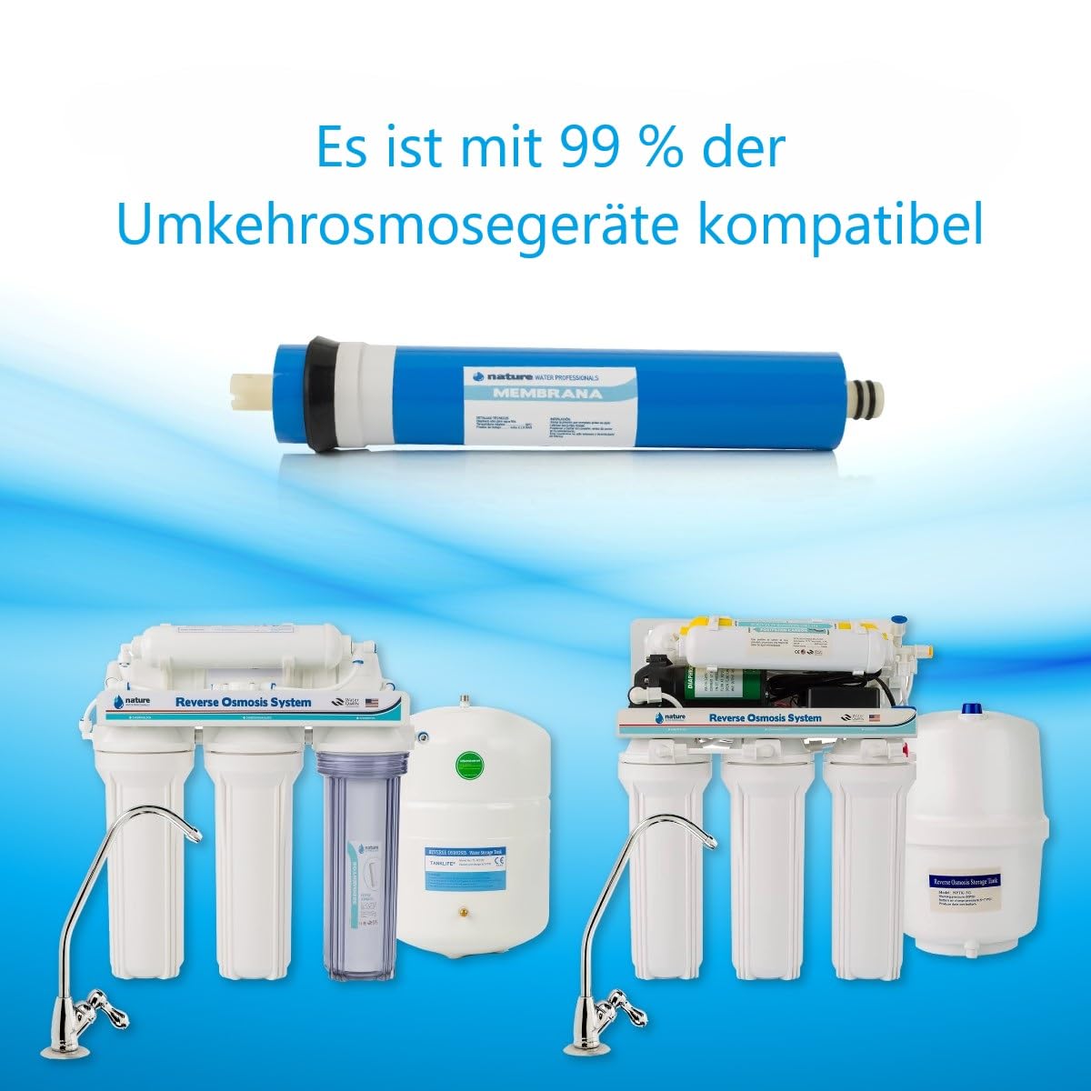 Ideale Membran für Umkehrosmose – 75 GPD – Beseitigung anorganischer Salze, Schwermetalle, organischer Stoffe und chemischer Materialien – Nature Water Professionals