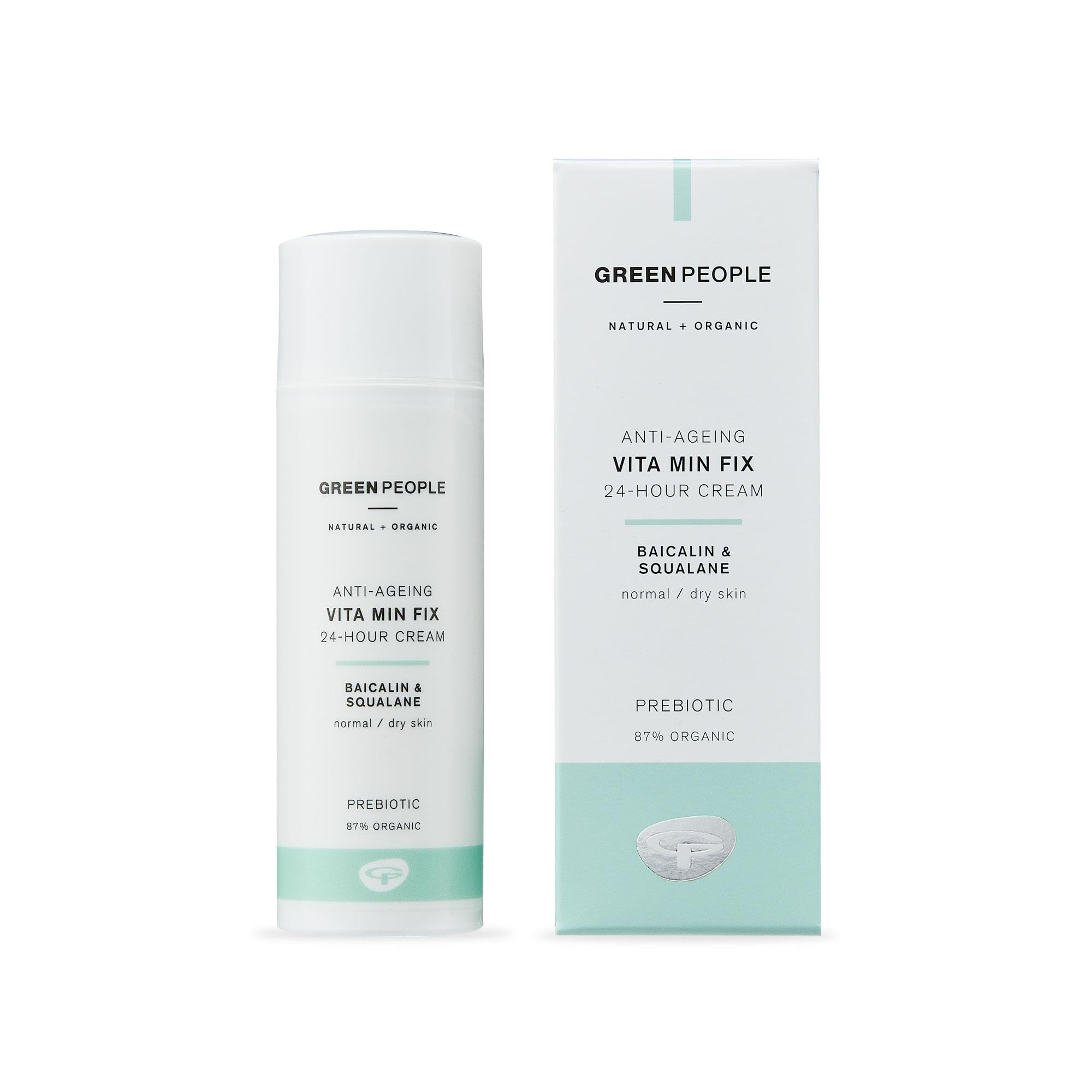 Green People Vita Min Fix Moisturiser - 24-Hour Cream - with Squalane (Derived from Olives) for Normal & Dry Skin - Paraben & Alcohol Free - Cruelty Free & Vegan, 50ml
