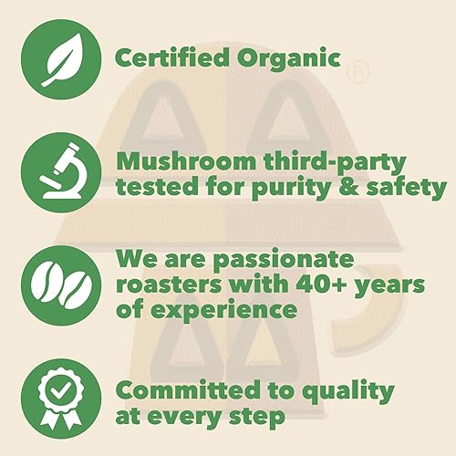 Miniatura 3 de Harmonic Grounds Café de hongos tostado oscuro  Café molido orgánico con hongos funcionales  Melena de león, Reishi, Chaga, Cordyceps, cola de pavo