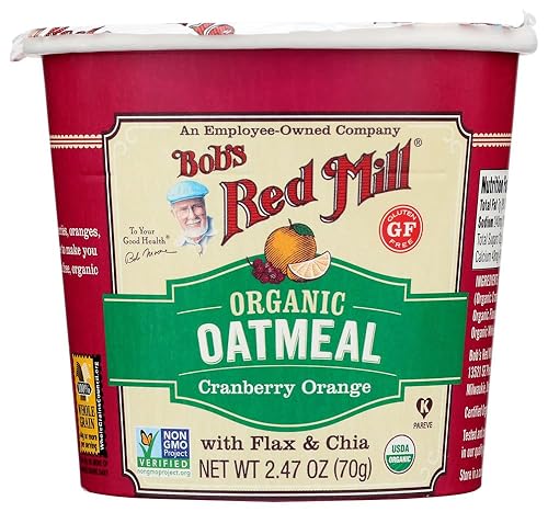 Bob's Red Mill Taza de avena orgánica sin gluten, naranja arándano, 2.47 onzas (paquete de 1) 12