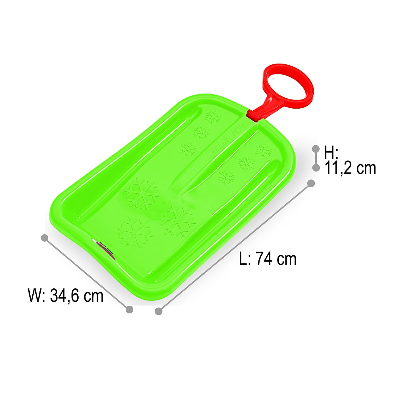 JAMARA 461132 Snow Play Bob Arrow 74 cm, manico in plastica, peso massimo: 50 kg, design aerodinamico, verde