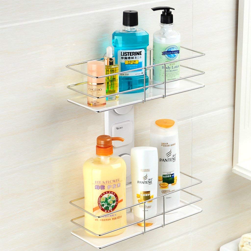 Estantes de baño exquisitos Bastidores de baño, Estante de Esquina de Ducha Colgante de Pared de baño Almacenamiento Doble Baño de Ducha de baño de Acero Inoxidable