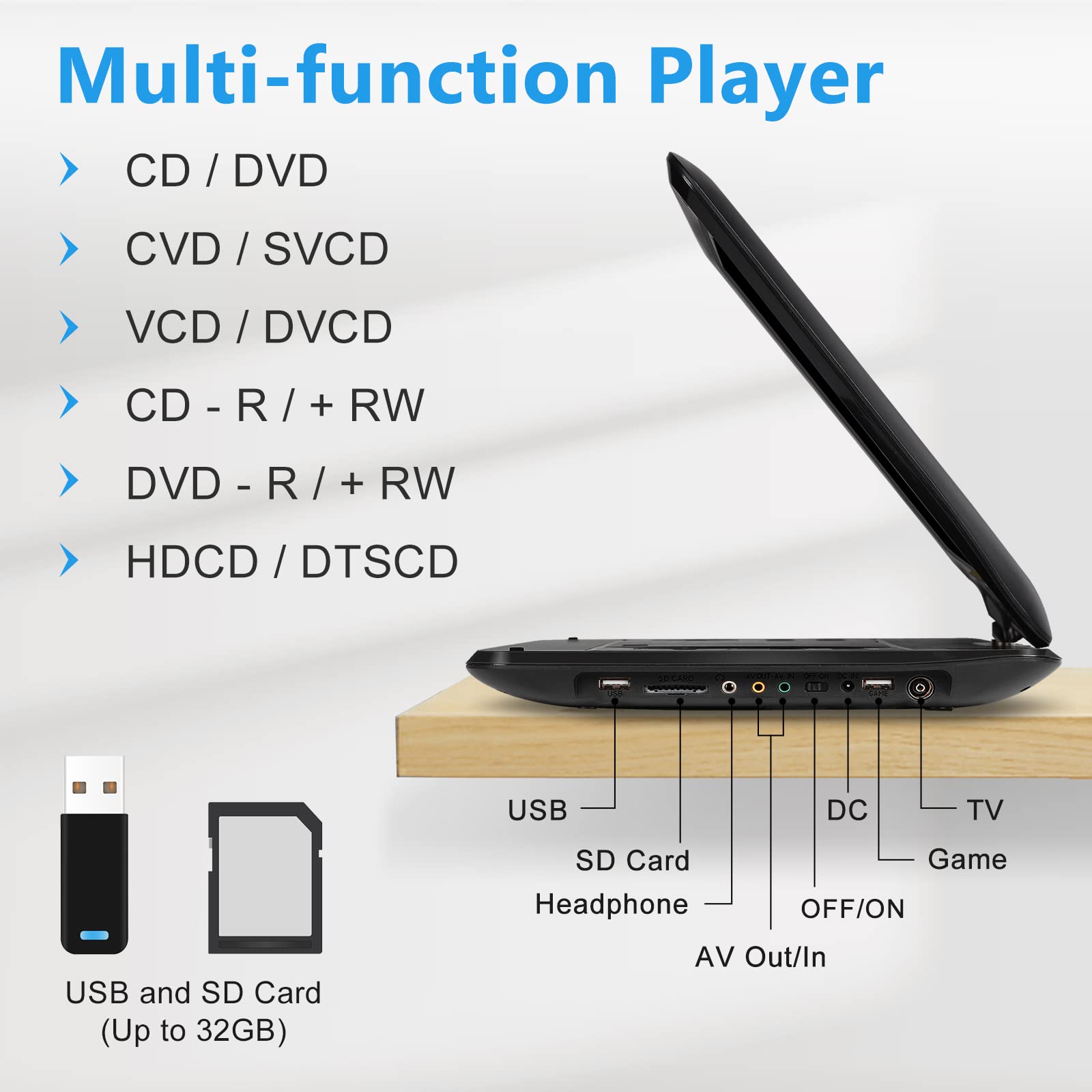 Jekero ポータブルDVDプレーヤー16.9型 Amazon | Jekero ポータブルDVDプレーヤー 16.9型 液晶14.1