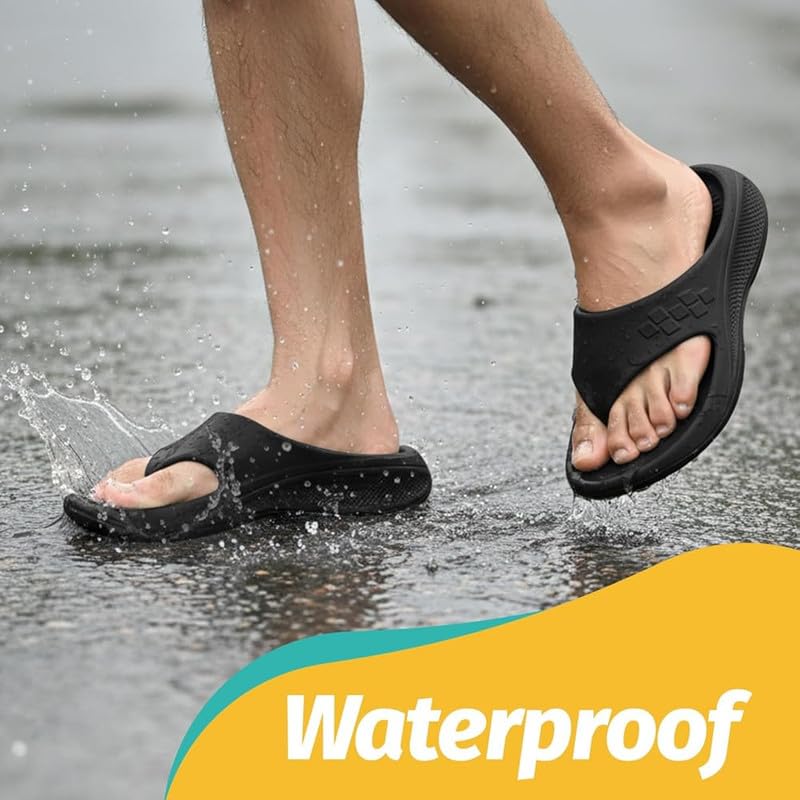 Image of Men's Summer Flip Flop Slippers Casual Pillow EVA Anti-Skid Sole Slide Slipper Waterproof & Everyday Indoor Outdoor Fashionable Daily Use Footwear for Gents & Boys