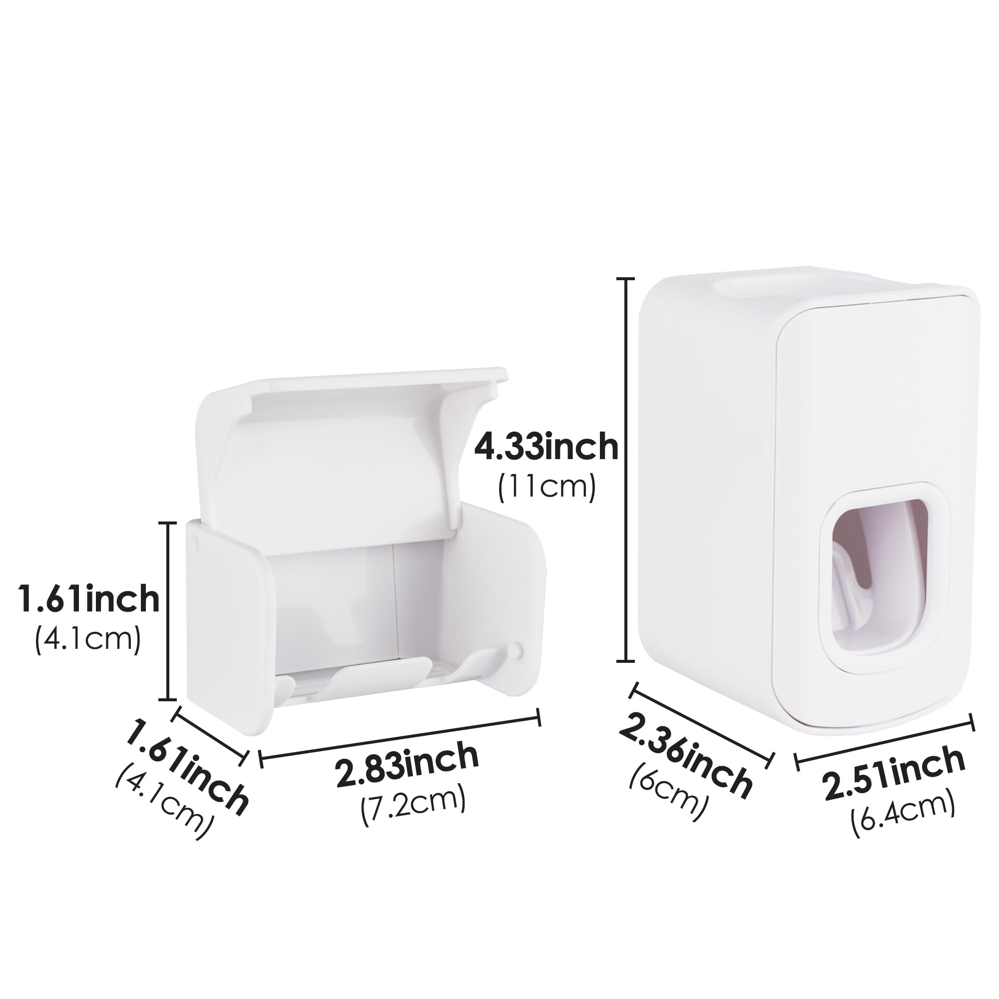 Soporte para cepillo de dientes montado en la pared con cubierta para baño, organizador de almacenamiento de cepillos de dientes con 2 ranuras para ducha, colgador autoadhesivo para cepillo de dientes